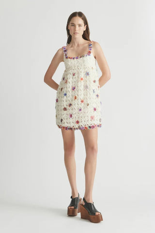Antipodean Echo Crochet Flower Mini Dress other model front pose