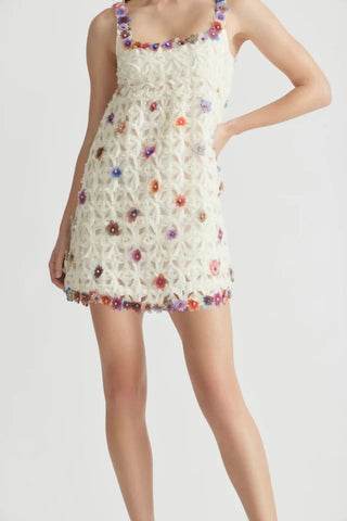 Antipodean Echo Crochet Flower Mini Dress cropped front image