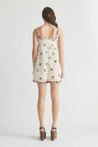 Antipodean Echo Crochet Flower Mini Dress back