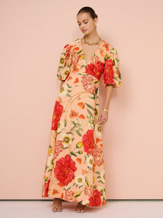 By Nicola Bolero Maxi Gathered Designer Dress Hire