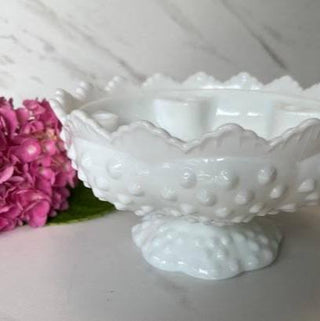 Fenton Milk Glass Footed Bowl, USA c.1970s