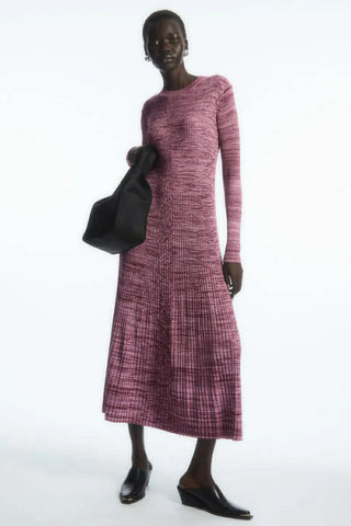 COS Mélange Ribbed Midi Dress model pose