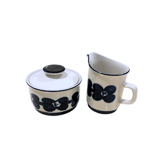 Sango Design Four 682 Krona Stoneware Sugar and Creamer Set, 1960s