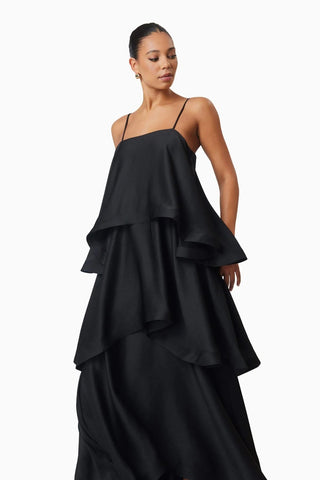 Elliatt Tilly Tiered Maxi Dress in Black Renascence Studio FRONT 