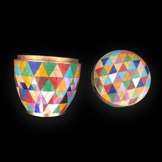 Fabienne Jouvin Multicolored Triangle Cloisonné Trinket Box Open Lid