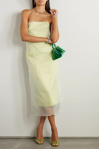 Gauge81 Punta Overlay Strapless Midi-Dress
