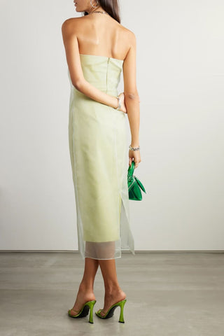 Gauge81 Punta Overlay Strapless Midi-Dress back 