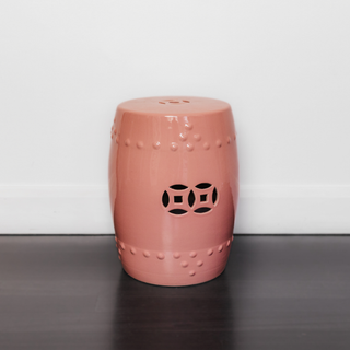 Modern Classic Blush Pink Porcelain Indoor Outdoor Garden Stool