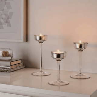 IKEA Blomster 3 Piece Glass Candle Holder Set, Designed by P. Amsell & B. Wesslander BNIB