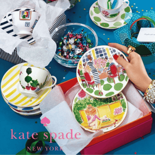 Kate Spade "New York" Tidbit Plates Illustrated, Set of 4 Individually Designed Lenox Plates