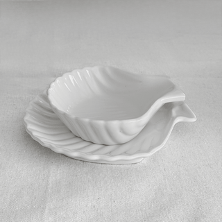 Small Ivory Scallop Shell Appetizer Serving Bowls, Set of 4