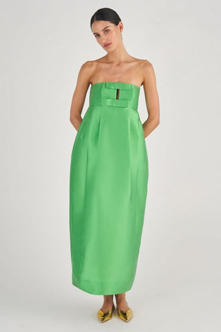 Oroton Bow Detail Gown in Green FRONT