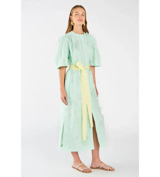 Oroton Column Sea Spray Dress Lace Midi