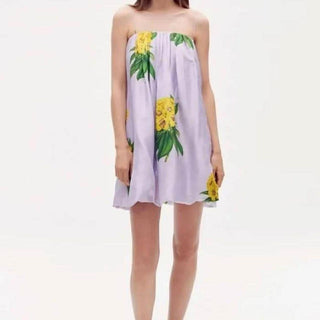 Oroton Golden Posie Print Mini Dress Lilac