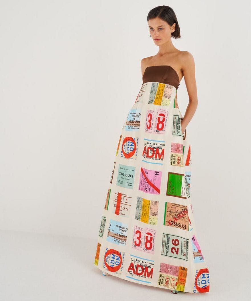 Oroton Ticket Print Gown Renascence Studio