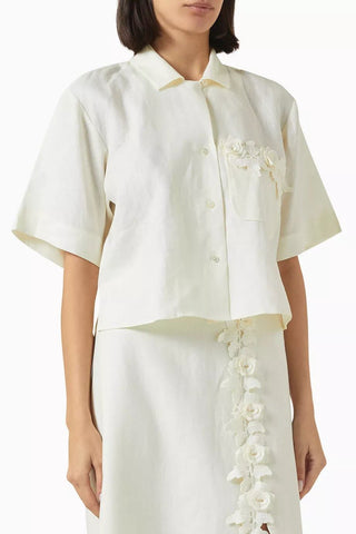 Oroton Rosebud Lace Camp Shirt