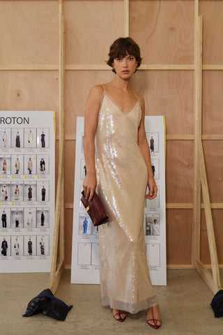Oroton Sequin Slip Dress in Champagne 1