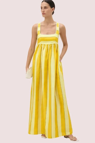 Oroton Slub Silk Striped Sundress