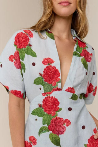 Palm Noosa Jasmine Dress in Sky Garden close up
