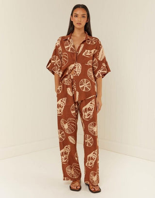 Palm Noosa Mirage Shirt and Hallie Pants in Brown Shells