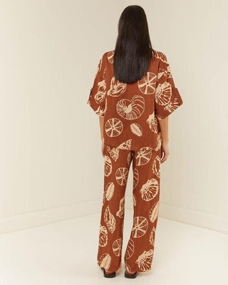 Palm Noosa Mirage Shirt and Hallie Pants in Brown Shells BACK