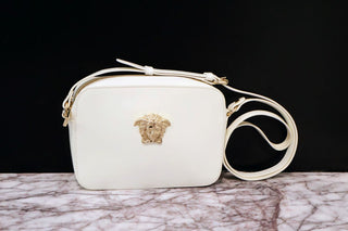 Preloved Versace Palazzo Medusa White Patent Leather Camera Cross Body Bag