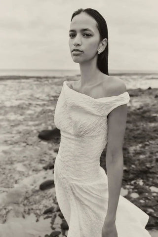 Rachel Gilbert Elley Dress in Ivory pose