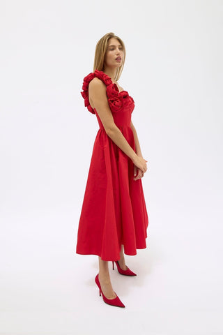 Rachel Gilbert Henley Midi Dress - Red side