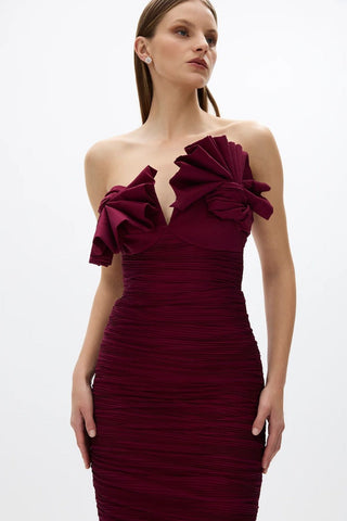 Rachel Gilbert Jensen Dress in Merlot 2