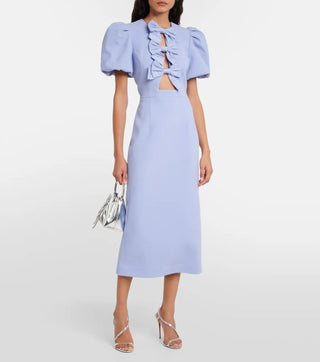 Rebecca Vallance Annabelle Puff Sleeve Midi Dress front view