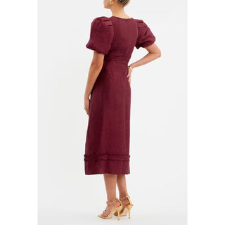 Rebecca Vallance Bordeaux Button Midi Dress