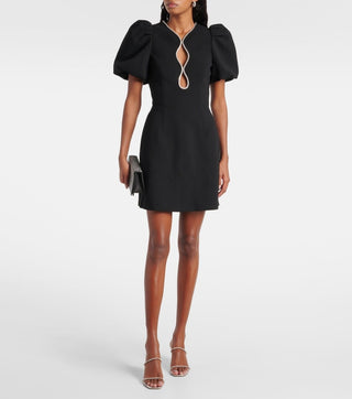 Rebecca Vallance Estella Puff Sleeve Mini Dress Black full view