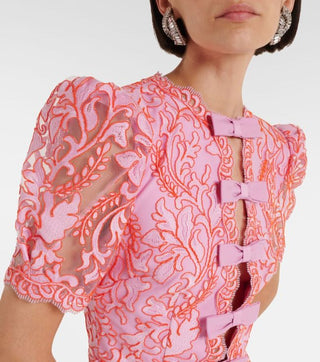 Rebecca Vallance Maribella Bow Mini Dress Close up bow details
