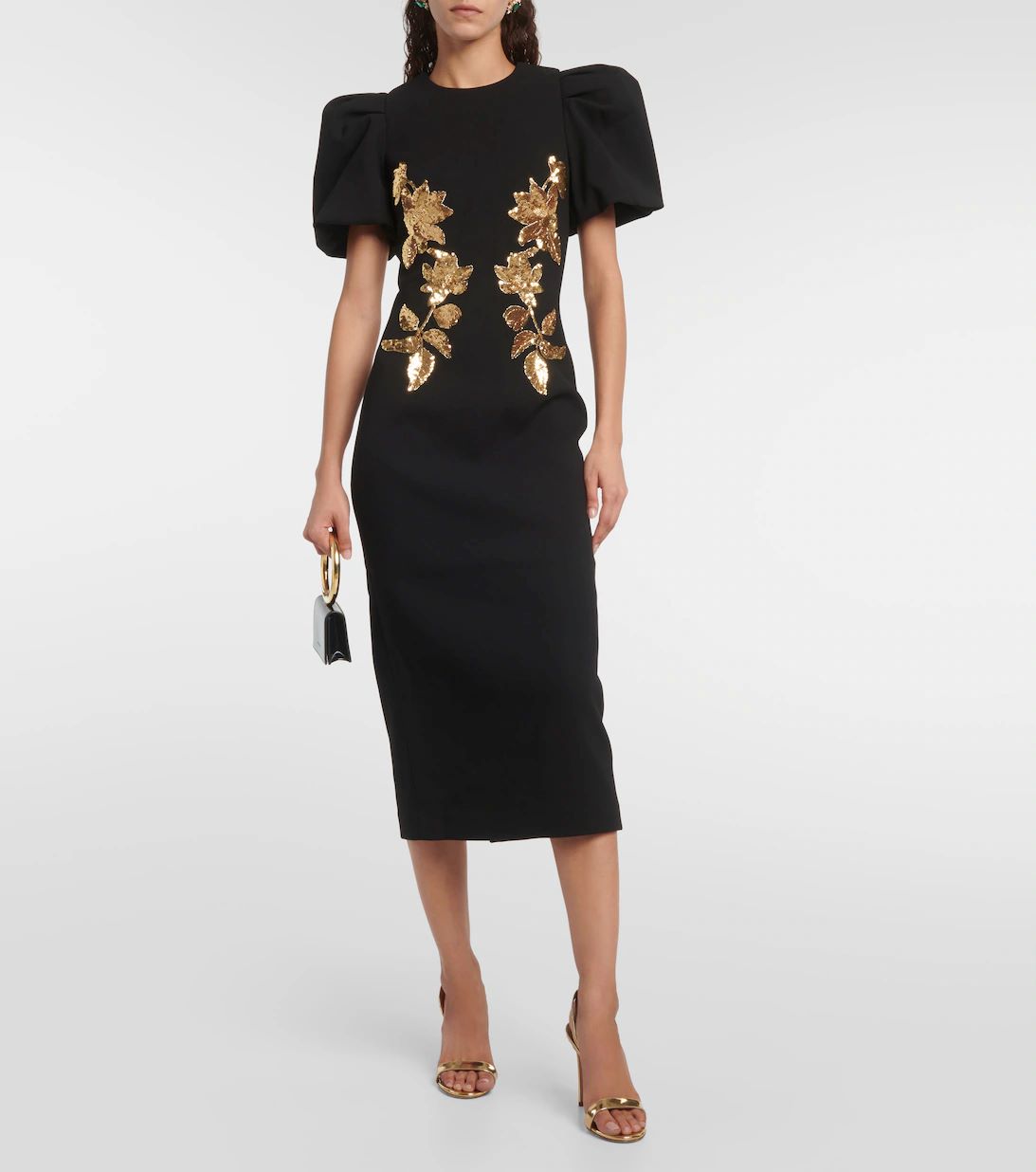 rebecca vallance black sequin dress MONA ONE SLEEVE MIDI DRESS Black - Rebecca Vallance