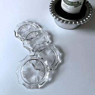 VMC Reims Crystal Glass Bar Coasters, France, Set of 4