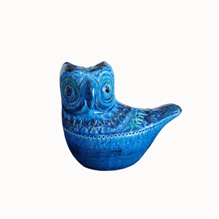 Bitossi Rimini Blue Reproduction Art Pottery Owl Figurine
