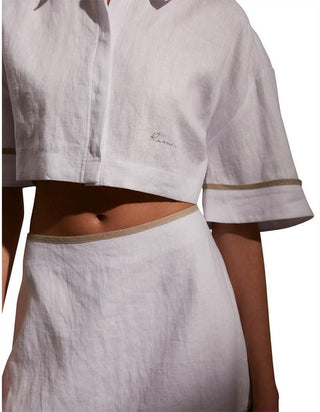 Roame Penury Crop and Horizon Mini Skirt Set White front close
