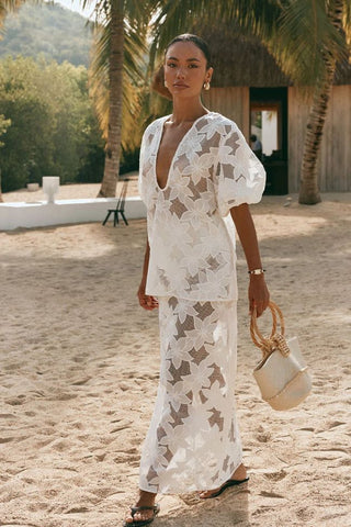 Sabo set for hire white skirt and top