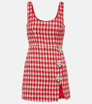 Self Portrait Checked Bouclé Mini Dress