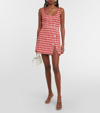 Self Portrait Checked Bouclé Mini Dress
