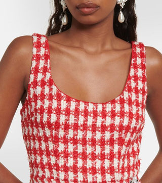 Self Portrait Checked Bouclé Mini Dress