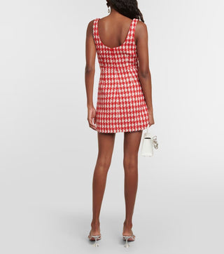 Self Portrait Checked Bouclé Mini Dress