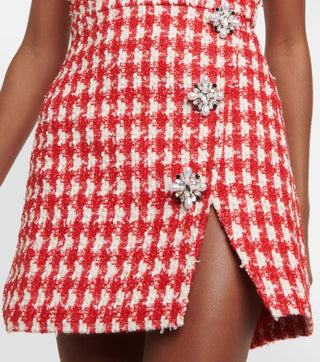 Self Portrait Checked Bouclé Mini Dress