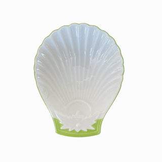 Vintage Servex Oven China Bohemia Scallop Dishes White & Green, Set of 5