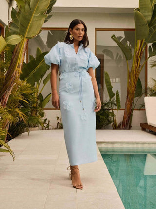 Sheike Rose Garden Top and Skirt Set in Blue Renascence Studio  set full view