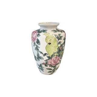 Chinoiserie Flora and Fauna Vase Crested Cockatoo and Peony Chintz