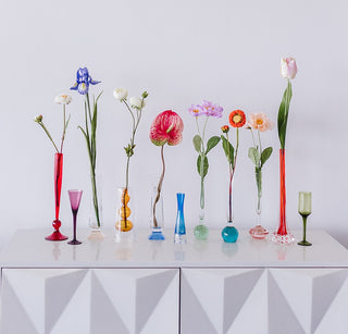 Vintage Art Glass Single Stem Vases