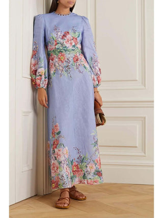 Zimmermann Bellitude Long Dream Dress Cornflower Floral