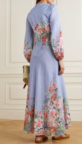 Zimmermann Bellitude Long Dream Dress Cornflower FloralBACK