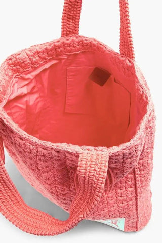 Zimmermann Crochet Cotton Tote in Coral inner lining
